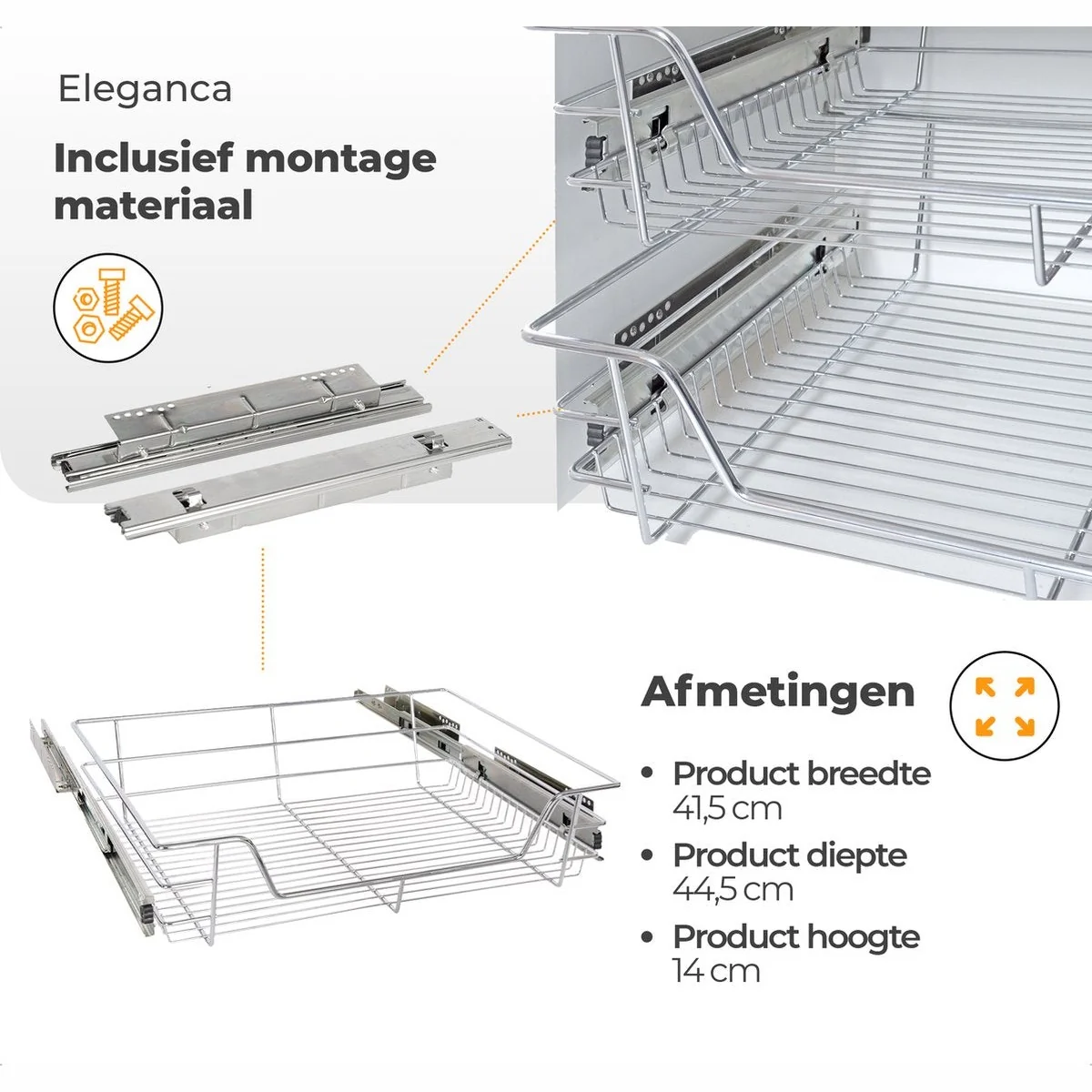 Eleganca Draadmand met zijgeleider voor kastfront 50cm - Afbeelding 6