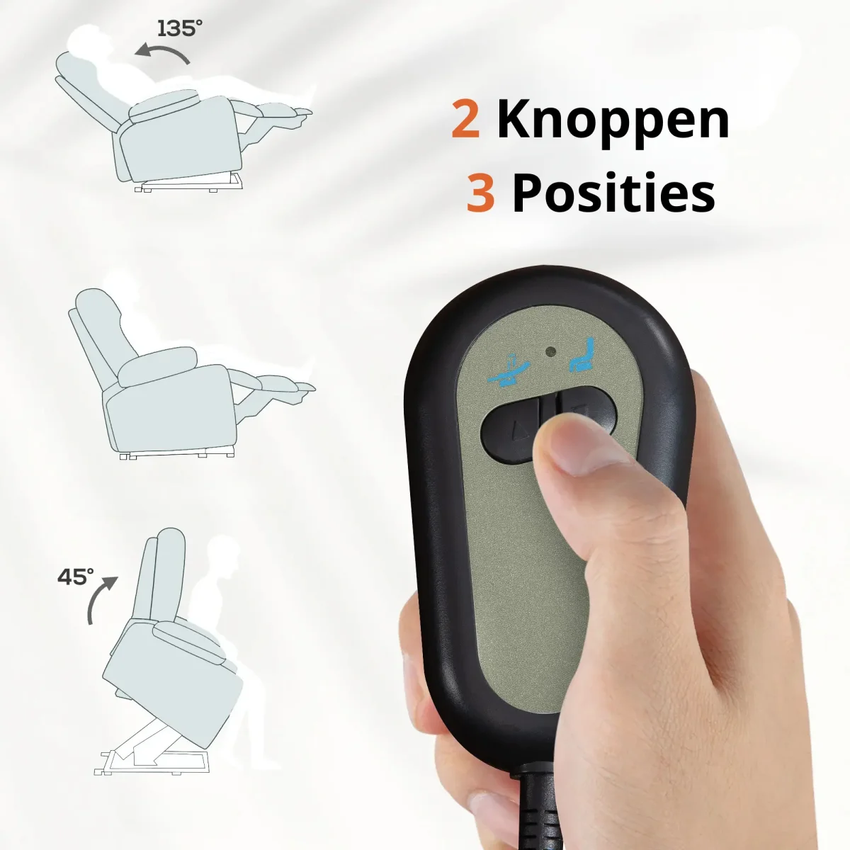 Nancy's Escalhao Sta op stoel - Opsta stoel - Senioren stoel - Massagestoel - Relaxfauteuil - Lichtgrijs - Fluweel - Afbeelding 6
