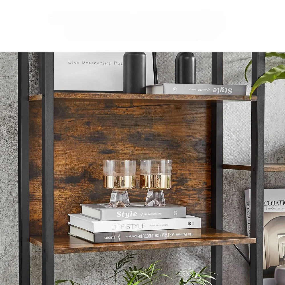 Nancy's Mossley Boekenkast met 14 planken - Opbergkast - Industrieel - Zwart - Bruin - 158 x 24 x 166 cm - Afbeelding 6