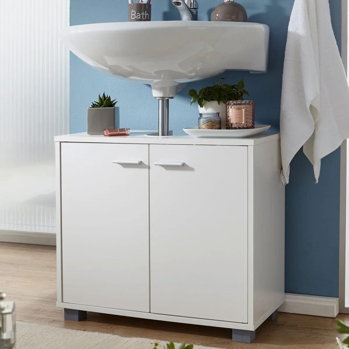 Nancy's Artesia Badkamerkast - Badkamermeubel - Badmeubel - Opbergruimte - Wit - ± 60 x 30 x 55 cm - Afbeelding 3