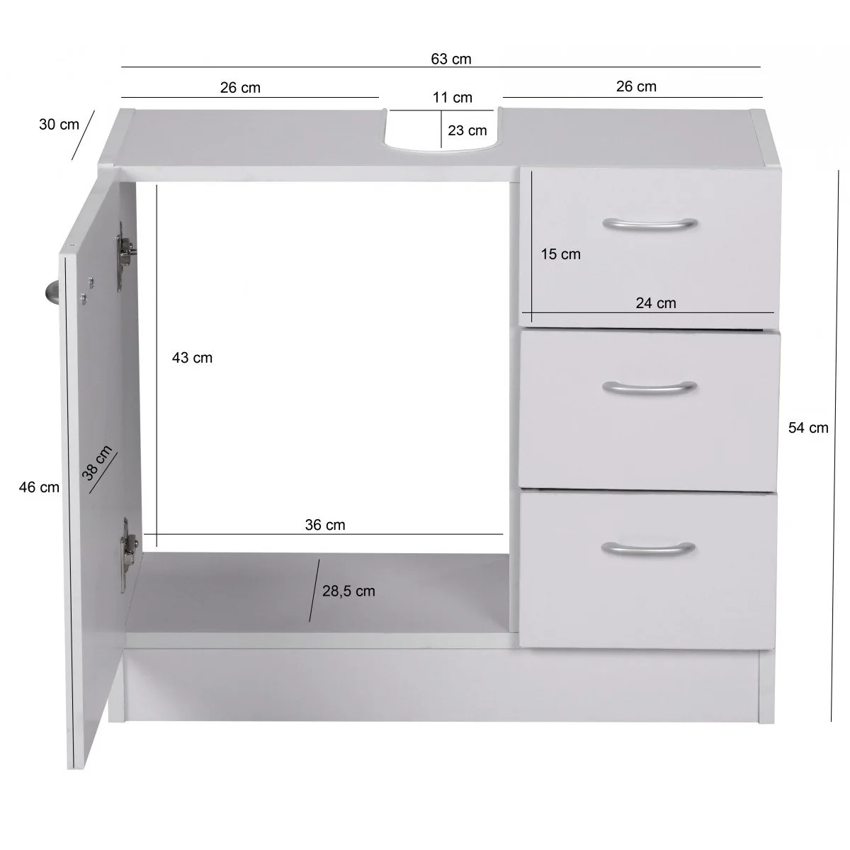 Nancy's Clovis Wastafelkast - Badkamerkast - Badmeubel - Badkamermeubel - Wit - ± 60 x 30 x 55 cm - Afbeelding 4