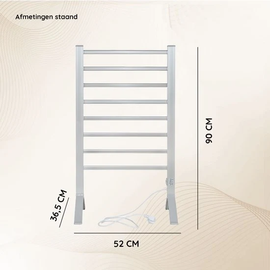 Eleganca Elektrisch Droogrek - Verwarmd Droogrek - Hangend of Staand - 220-240V - 150W - Zilver - Afbeelding 5