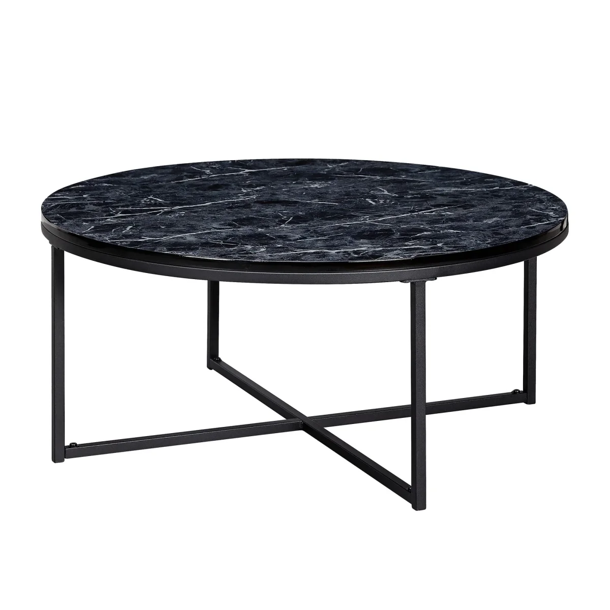 Nancy's Gebelim Salontafel - Koffietafel - Zwart Marmerlook - Staal - ± Ø 80 x 35 cm - Afbeelding 7