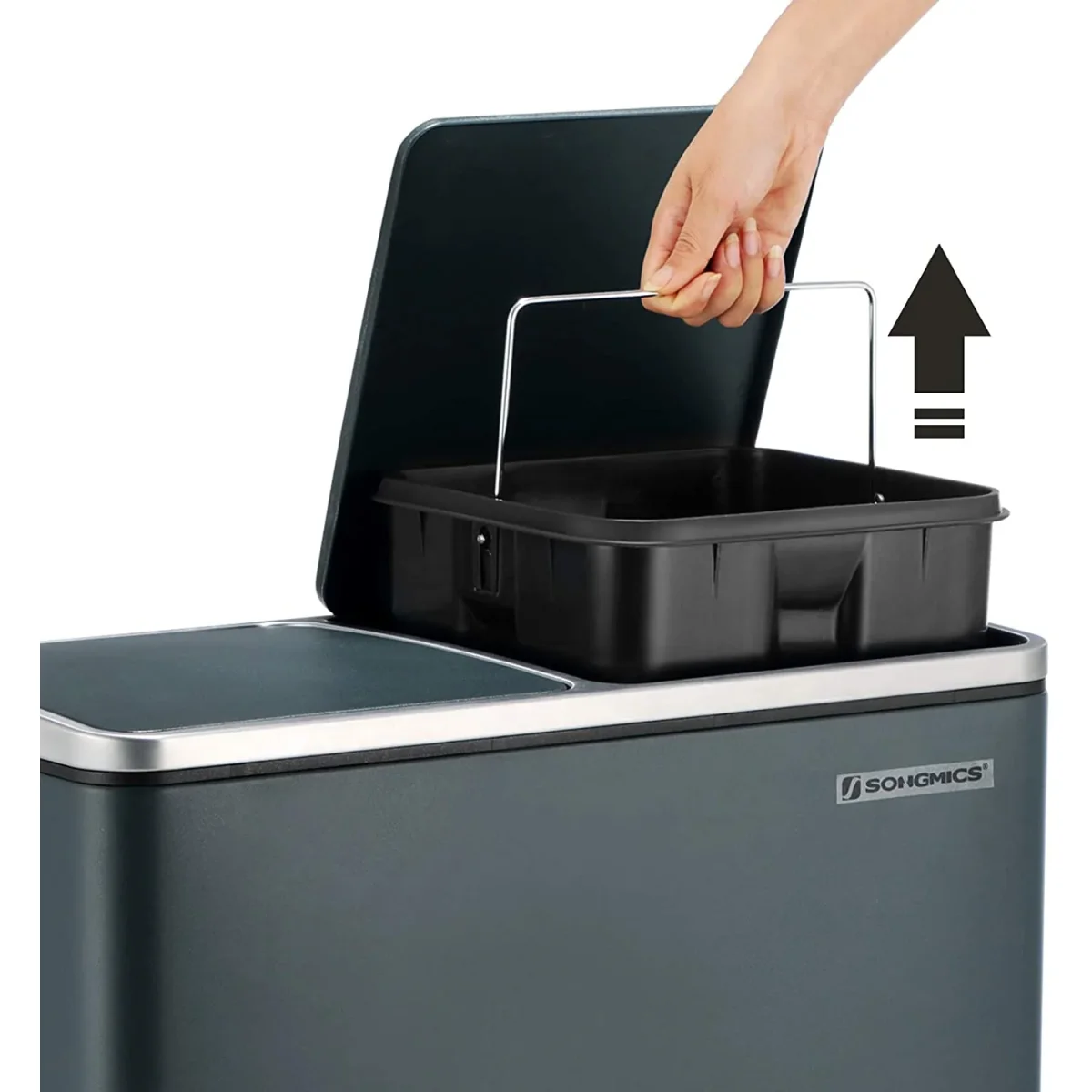 Nancy's Burga Prullenbak - Afvalscheiding 2x30 liter - Pedaalemmer - Afvalemmer - Rookgrijs - 60 Liter - Afbeelding 6