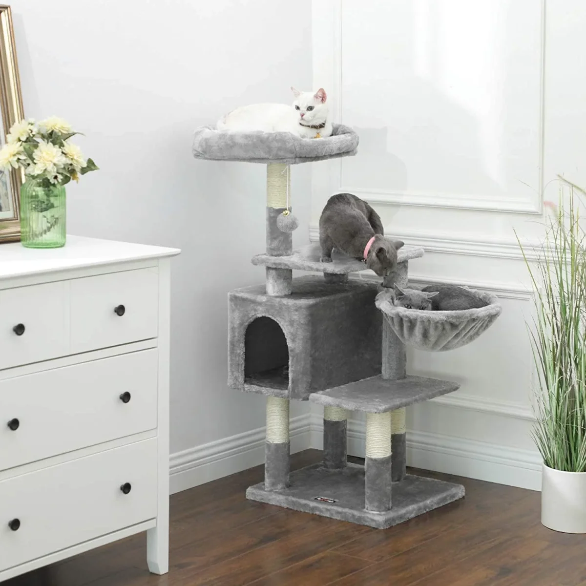 Nancy's Multilevel Kattenboom - Kat toren - Krabpaal - Klimboom voor katten - Lichtgrijs - 50 x 40 x 110 cm - Afbeelding 4