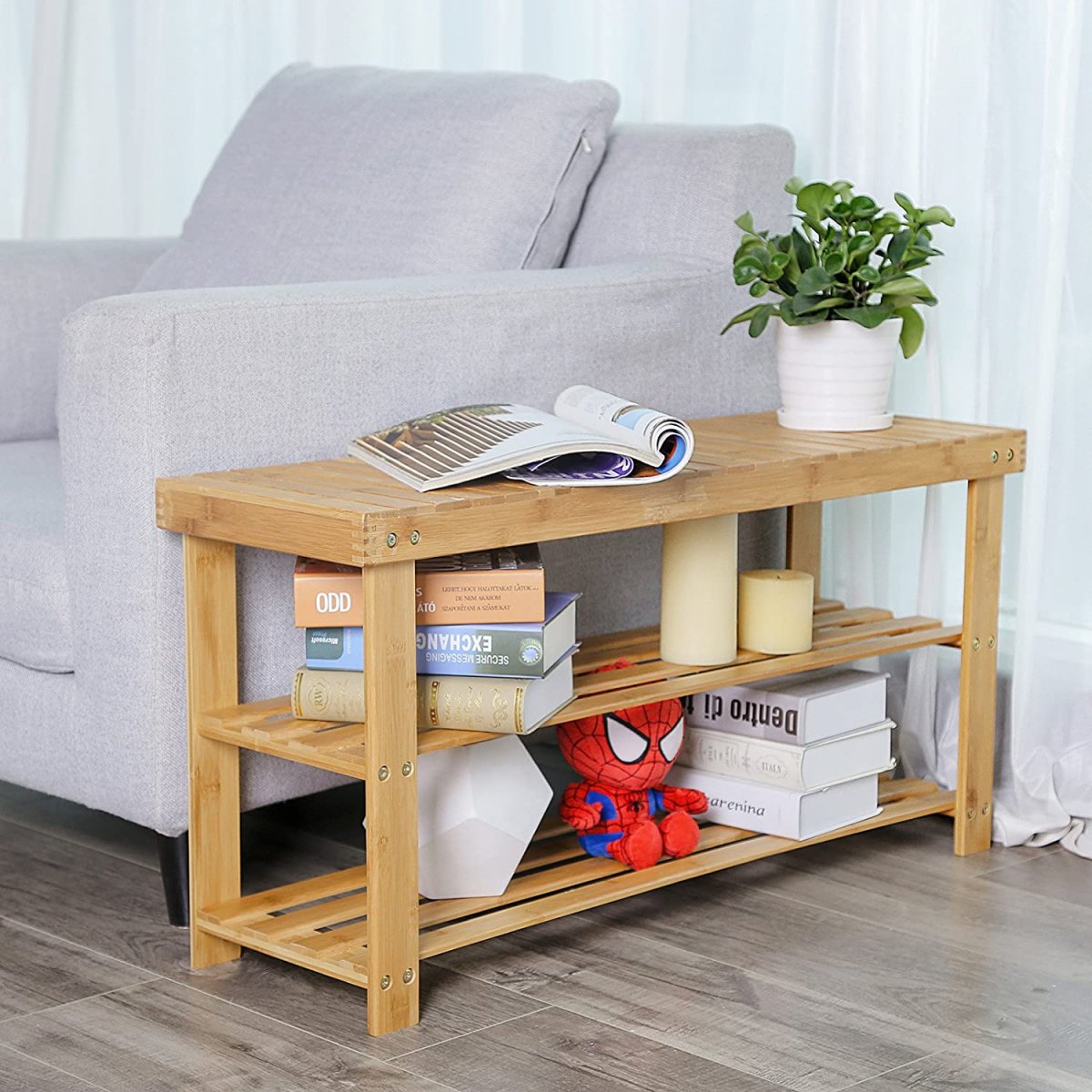 Nancy's Bamboe Schoenenrek - Badkamerrek - 3 Lagen - Opbergrek 90 x 28 x 45 cm - Afbeelding 5