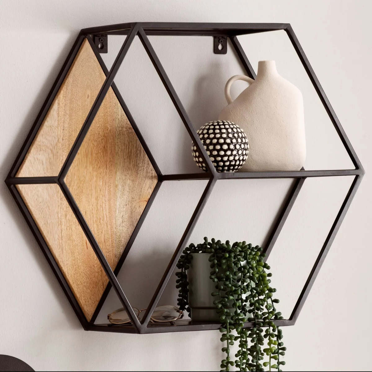 Nancy's Pereiro Wandplank - Wandrek - Decoratieplank - Massief Mangohout - ± 60 x 20 x 50 cm - Afbeelding 3
