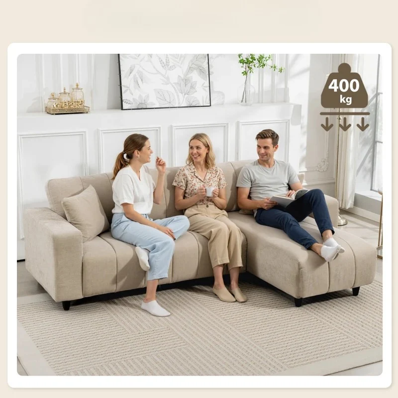 Nancy's Otranto Hoekbank - Chaise Longue links of rechts - Beige - Linnenlook - Afbeelding 6