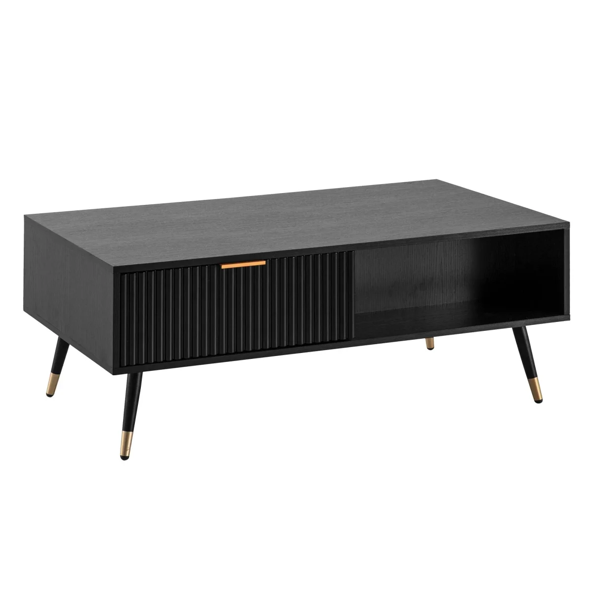 Nancy's Odeceixe Salontafel - Koffietafel - Zwart / Goud - Eik-look / Staal - ± 110 x 60 x 40 cm - Afbeelding 2