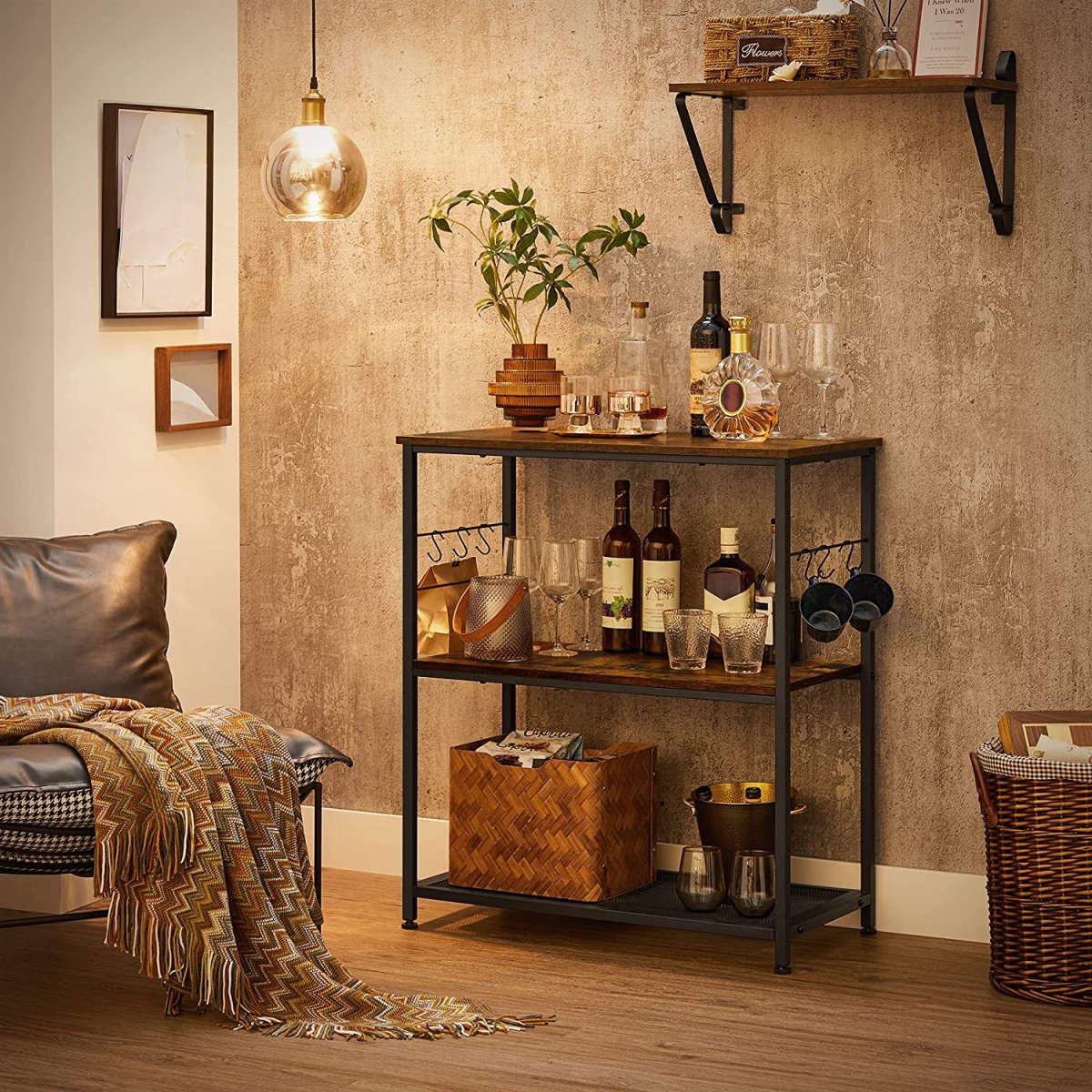 Nancy's Franklin Keukenrek - Organizer - Opbergkast - Vintage Bruin / Zwart - 80 x 40 x 90 cm - Afbeelding 9
