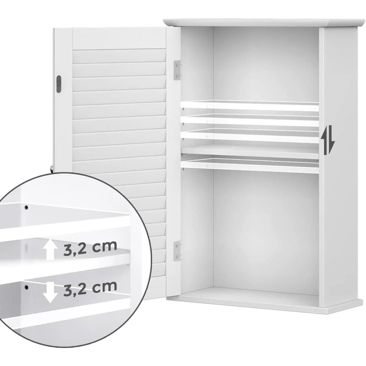 Nancy's Maia Badkamerkast - Wandkast - Opbergkastje - Wit - ± 40 x 15 x 60 cm - Afbeelding 5
