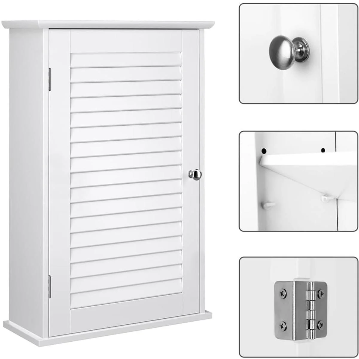 Nancy's Maia Badkamerkast - Wandkast - Opbergkastje - Wit - ± 40 x 15 x 60 cm - Afbeelding 7