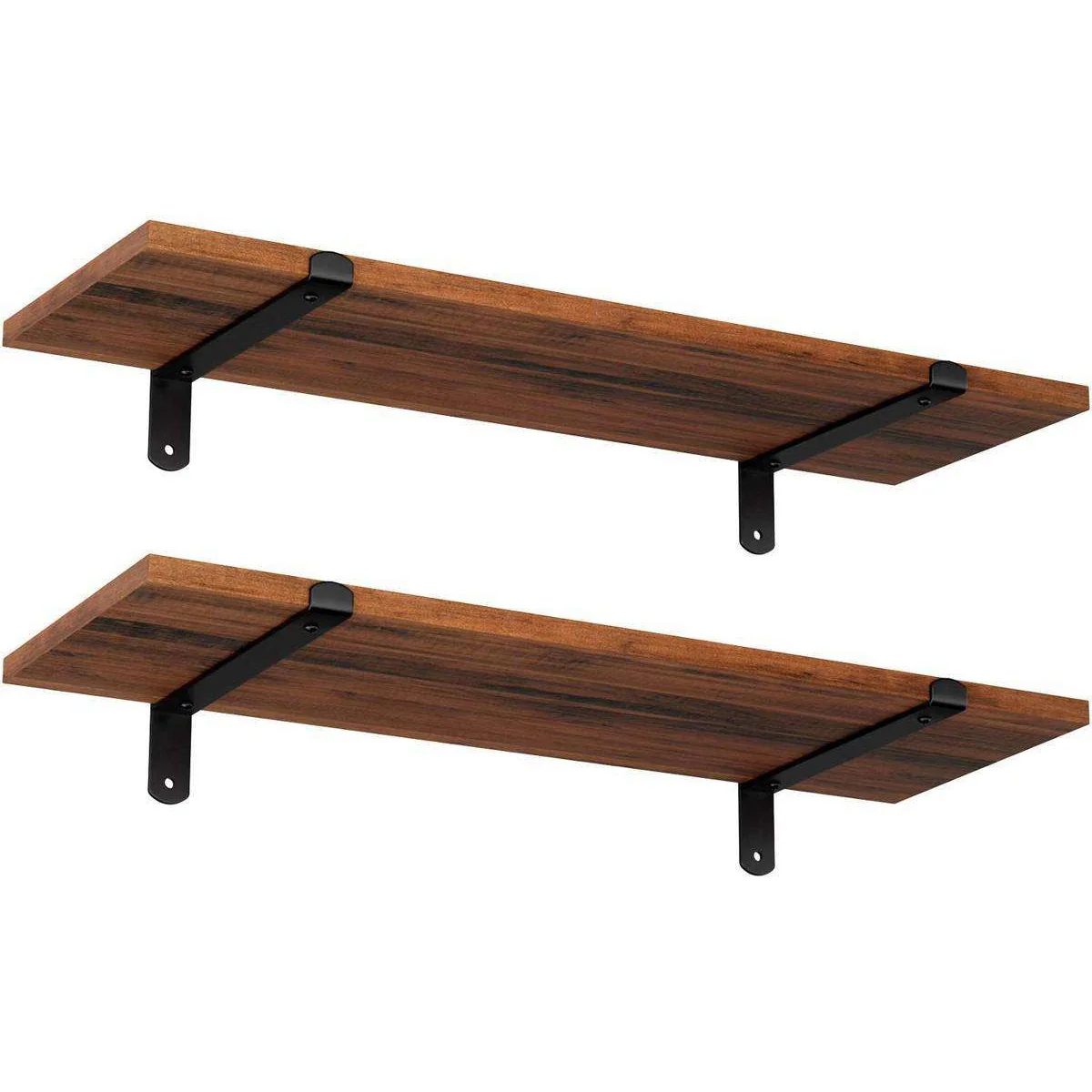 Nancy's Wunayo Wandplanken Set van 2 - Zwevend - Boekenplank - Vintage Bruin / Zwart - ± 60 x 20 x 1,5 cm - Afbeelding 4