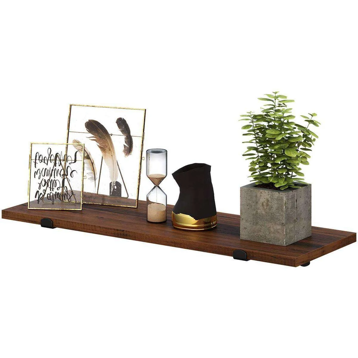 Nancy's Wunayo Wandplanken Set van 2 - Zwevend - Boekenplank - Vintage Bruin / Zwart - ± 60 x 20 x 1,5 cm - Afbeelding 6