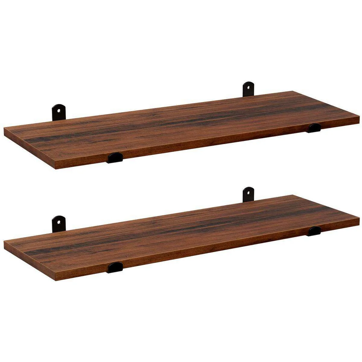 Nancy's Wunayo Wandplanken Set van 2 - Zwevend - Boekenplank - Vintage Bruin / Zwart - ± 60 x 20 x 1,5 cm - Afbeelding 2