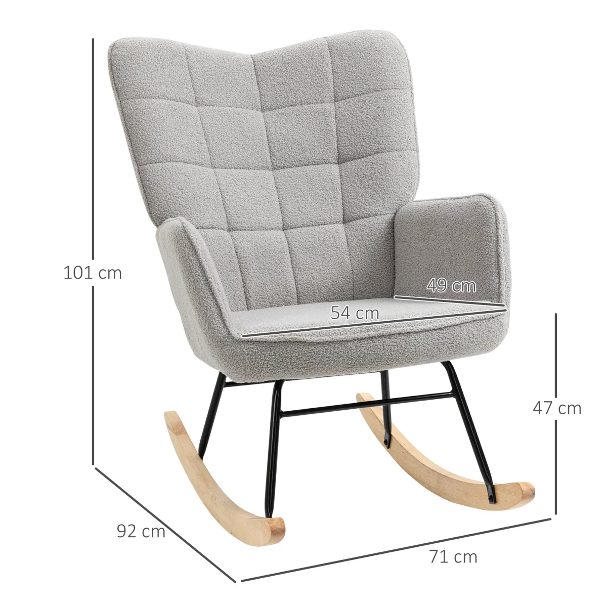 Nancy's Vinho Schommelstoel - Loungestoel - Relaxstoel - Lichtgrijs - Fleece - Afbeelding 4