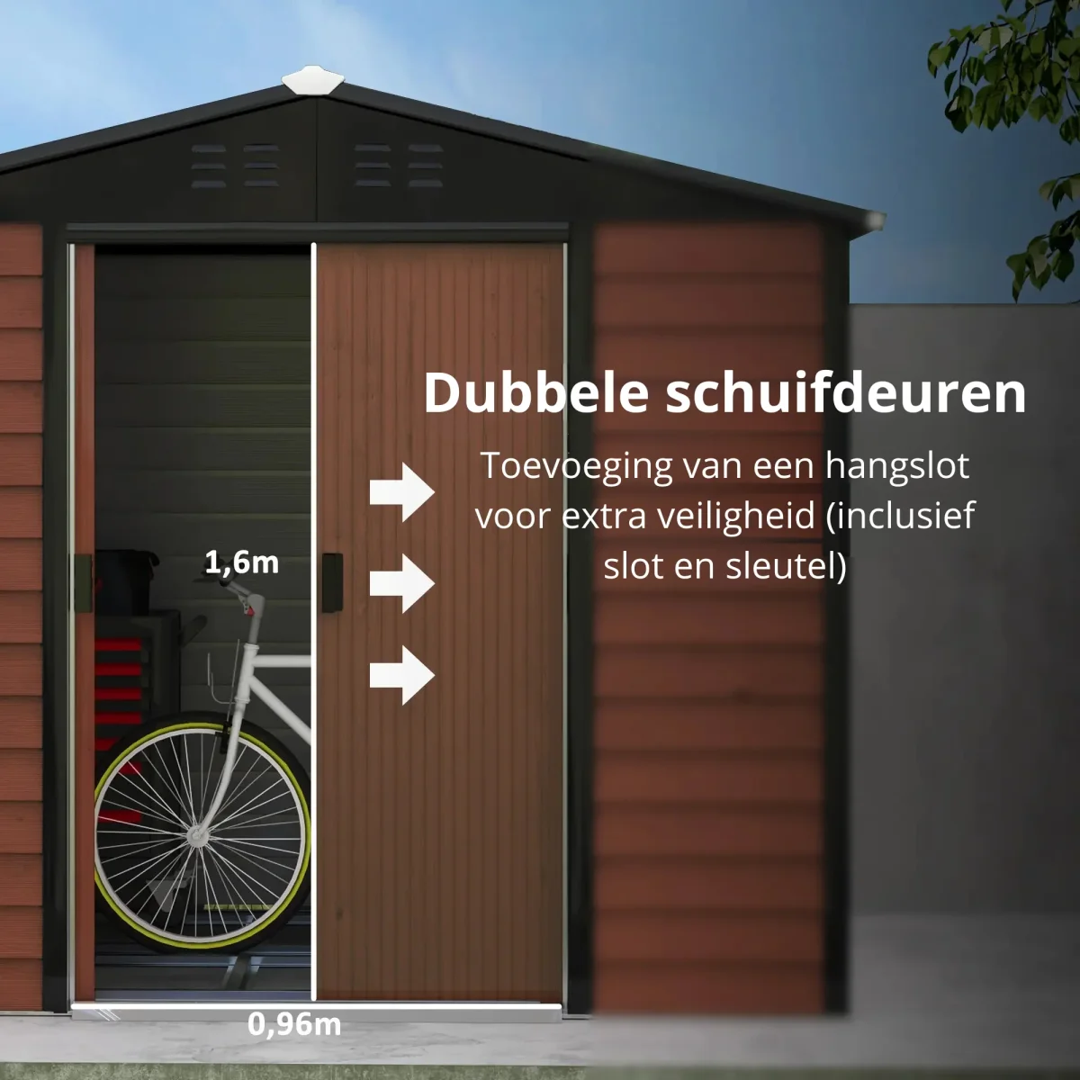 Nancy's Sande Opbergschuur - Tuinschuur - Tuinhuisje - Gereedschapsschuur - Teak - Staal - ± 240 x 205 x 200 cm - Afbeelding 5