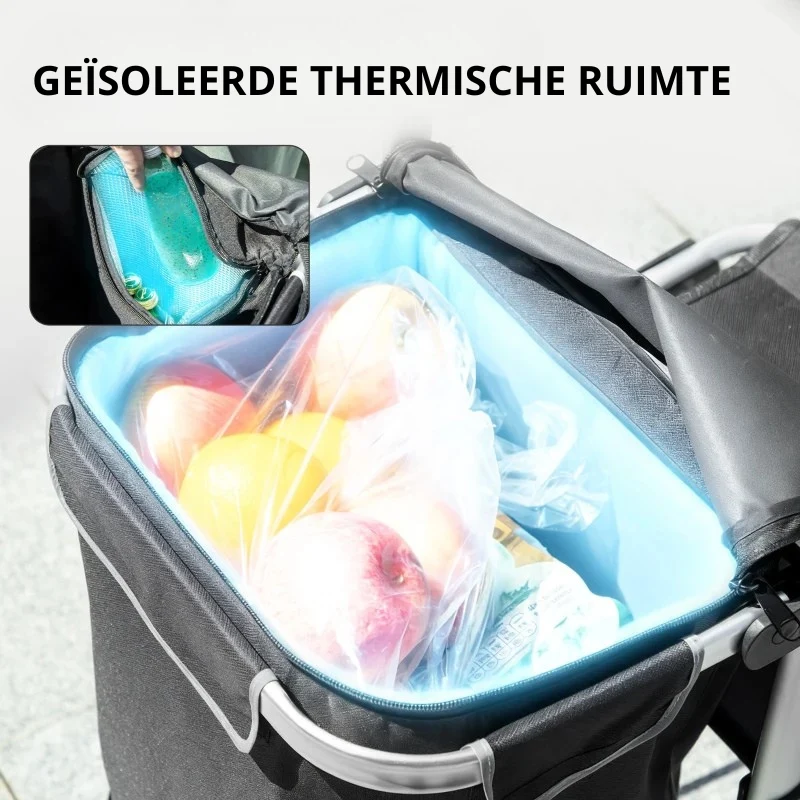 Nancy's Nerviano Boodschappentrolley - Boodschappenkar - Boodschappenwagentje - Zwart / Zilver - 40 Liter - Afbeelding 6