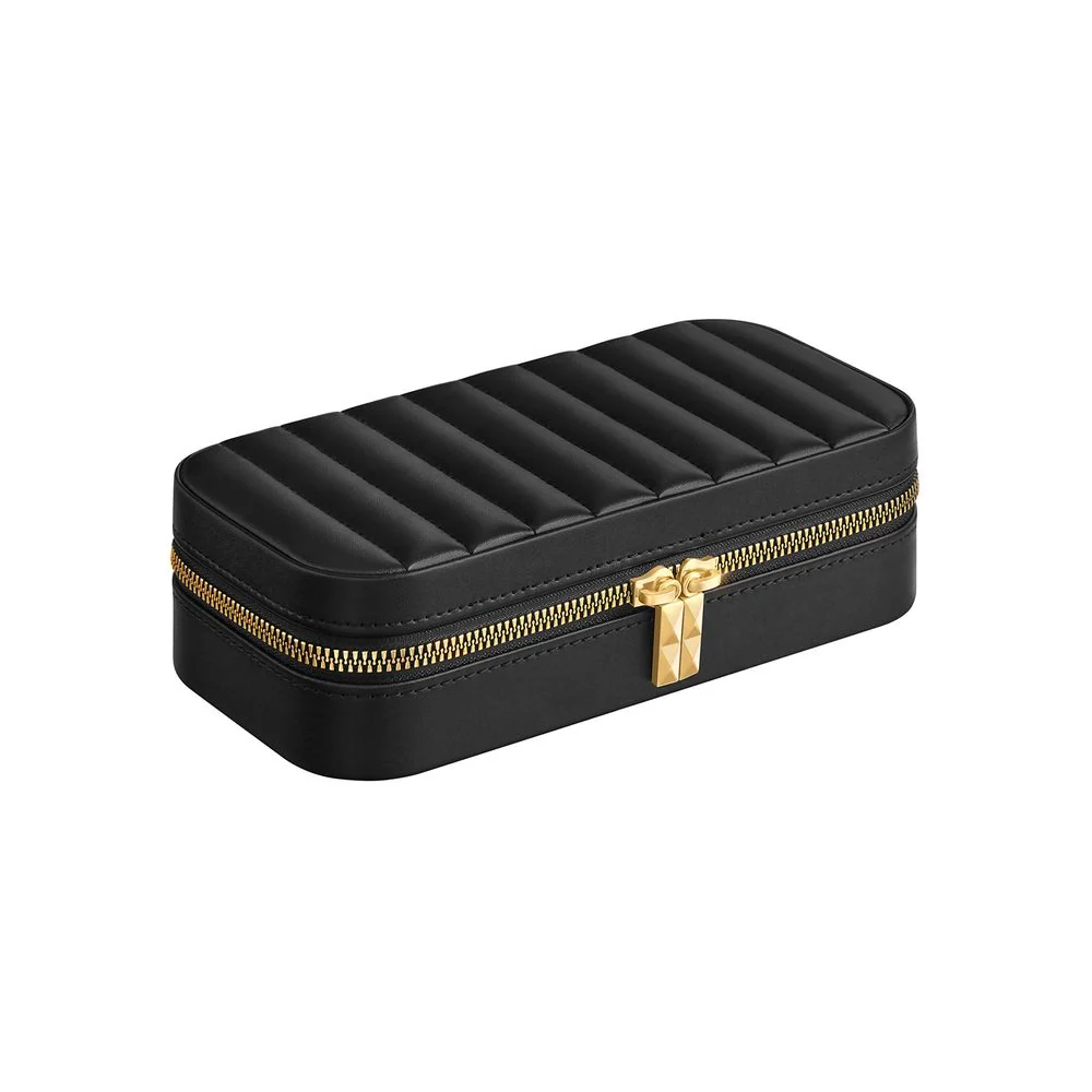 Nancy's Borgonovo Sieradendoos - Juwelendoos - Travel Case - Zwart - Kunstleer / Fluweel - ± 10 x 20 x 6 cm - Afbeelding 2