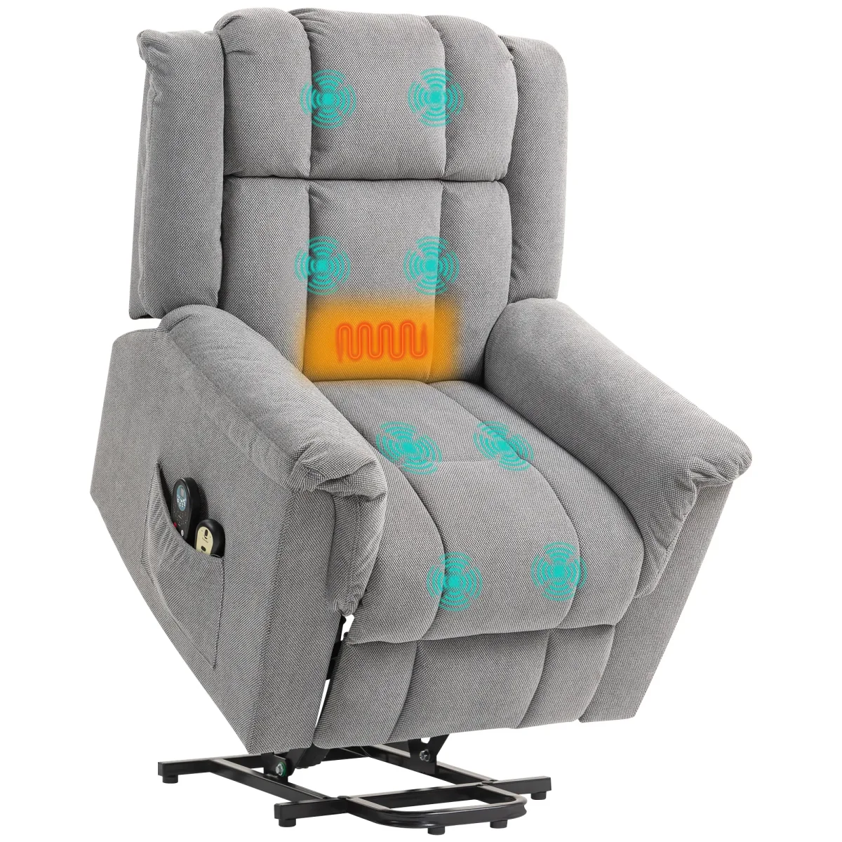 Nancy's Langhirano Sta op Stoel - Opsta Stoel - Seniorenstoel - Relaxfauteuil - Massagestoel - Donkergrijs - Chenille - Afbeelding 7