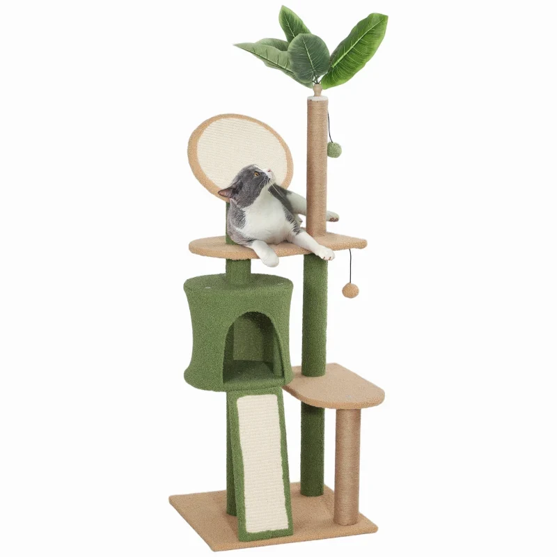 Nancy's Macinhata Krabpaal - Kattenboom - Kattenbed - Kattengrot - Groen / Bruin - ± 50 x 45 x 140 cm - Afbeelding 7