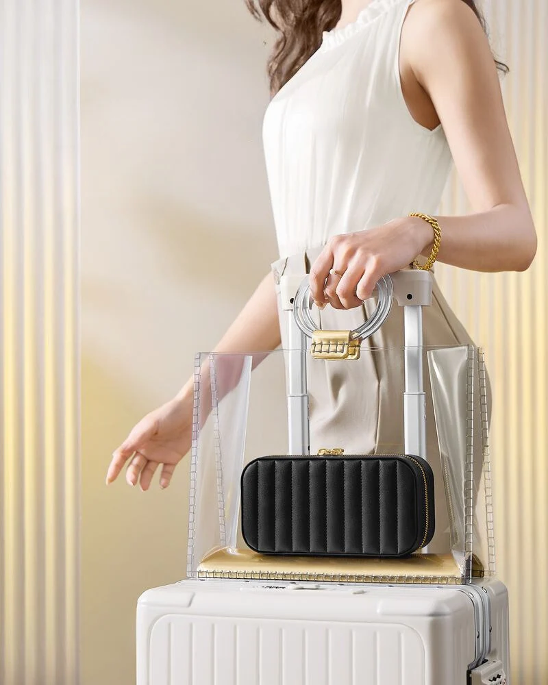 Nancy's Borgonovo Sieradendoos - Juwelendoos - Travel Case - Zwart - Kunstleer / Fluweel - ± 10 x 20 x 6 cm - Afbeelding 3