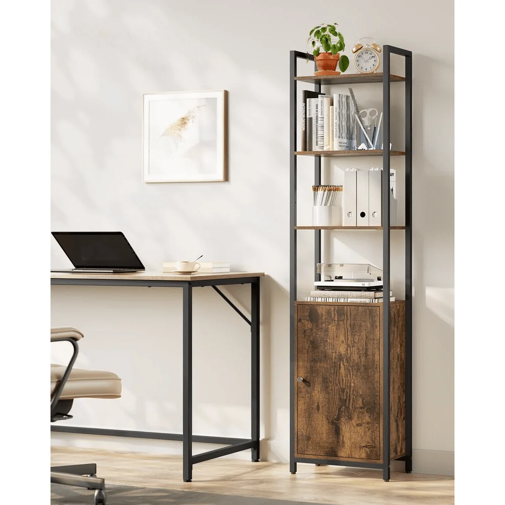 Nancy's Bareggio Wandkast - Boekenkast - Opbergkast - Bruin / Zwart - ± 40 x 25 x 160 cm - Afbeelding 3