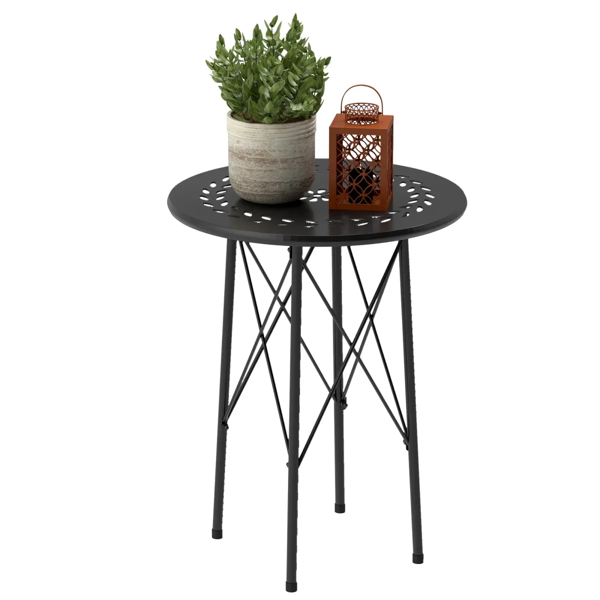 Nancy's Cimone Balkontafel - Tuintafel - Bijzettafel voor buiten - Zwart - Staal - Ø40 x 50 cm - Afbeelding 7