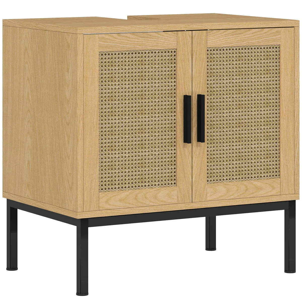 Nancy's Castelmola Wastafelkast - Badkamerkast - Wastafelmeubel - Eiken - Rotan - ± 60 x 40 x 60 cm - Afbeelding 7
