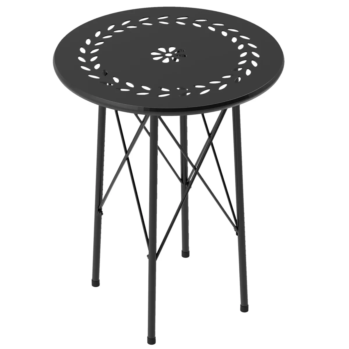 Nancy's Cimone Balkontafel - Tuintafel - Bijzettafel voor buiten - Zwart - Staal - Ø40 x 50 cm - Afbeelding 2