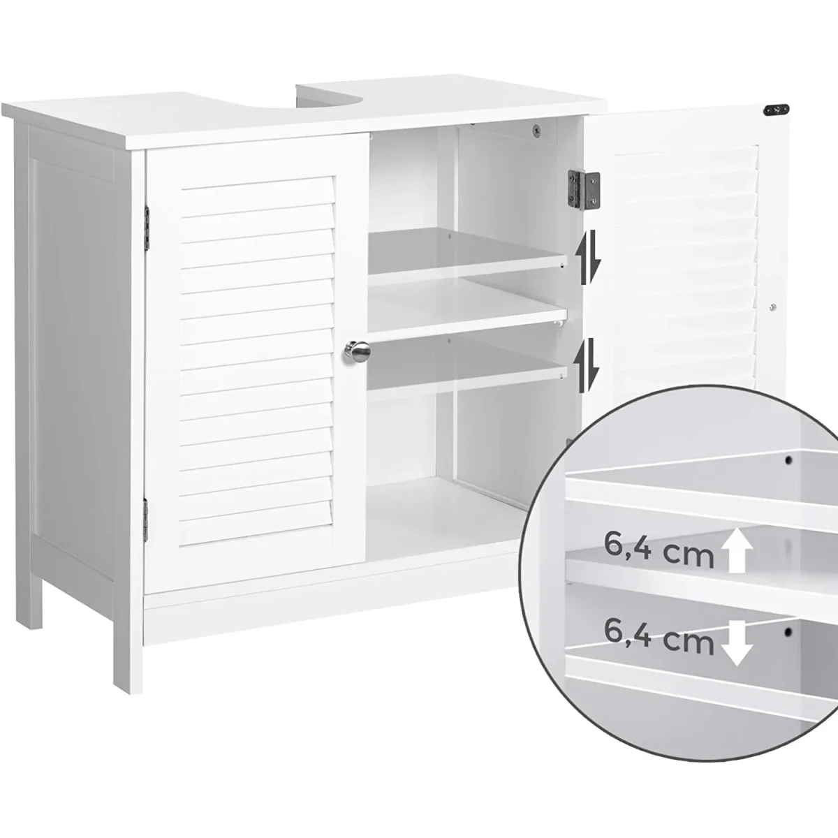 Nancy's Cleverly Wastafelonderkast - Badkamermeubel - Badkamerkasten - Wit - 60 x 30 x 60 cm - Afbeelding 7