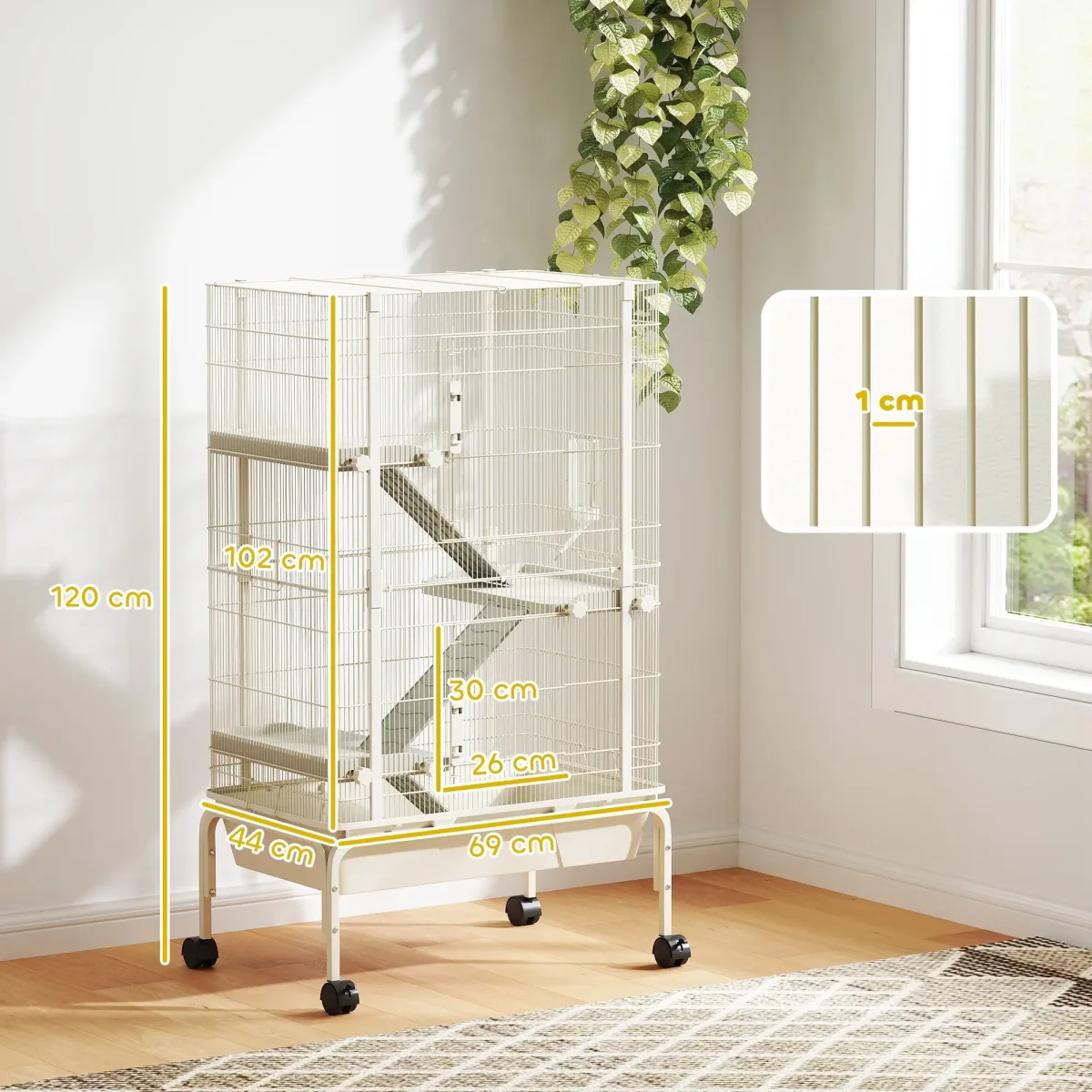 Nancy's Foza Knaagdierkooi - Hamsterkooi - Beige - ± 70 x 45 x 120 cm - Afbeelding 4
