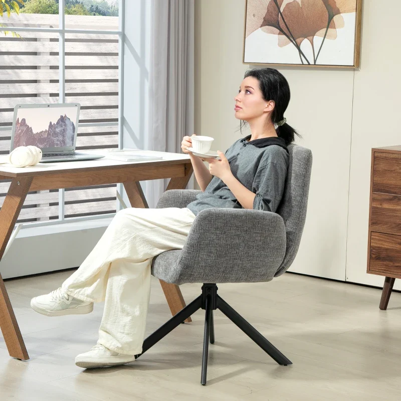 Nancy's Ramires Fauteuil - Relaxstoel - Loungestoel - Grijs / Zwart - Linnen - Afbeelding 3