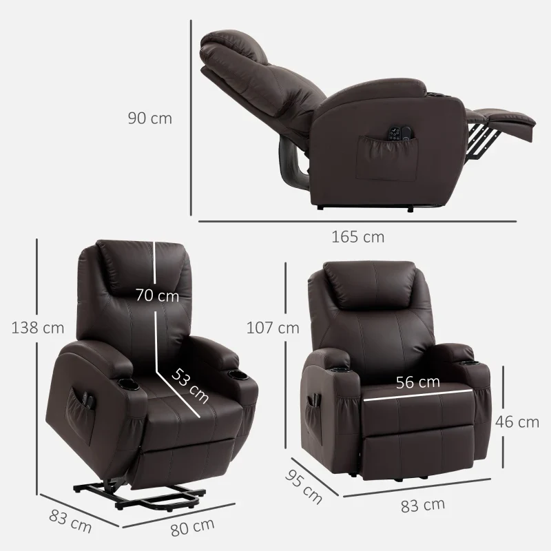Nancy's Pomezia Sta op Stoel - Seniorenstoel - Relaxfauteuil - Opsta stoel - Donkerbruin - Kunstleer - Afbeelding 4