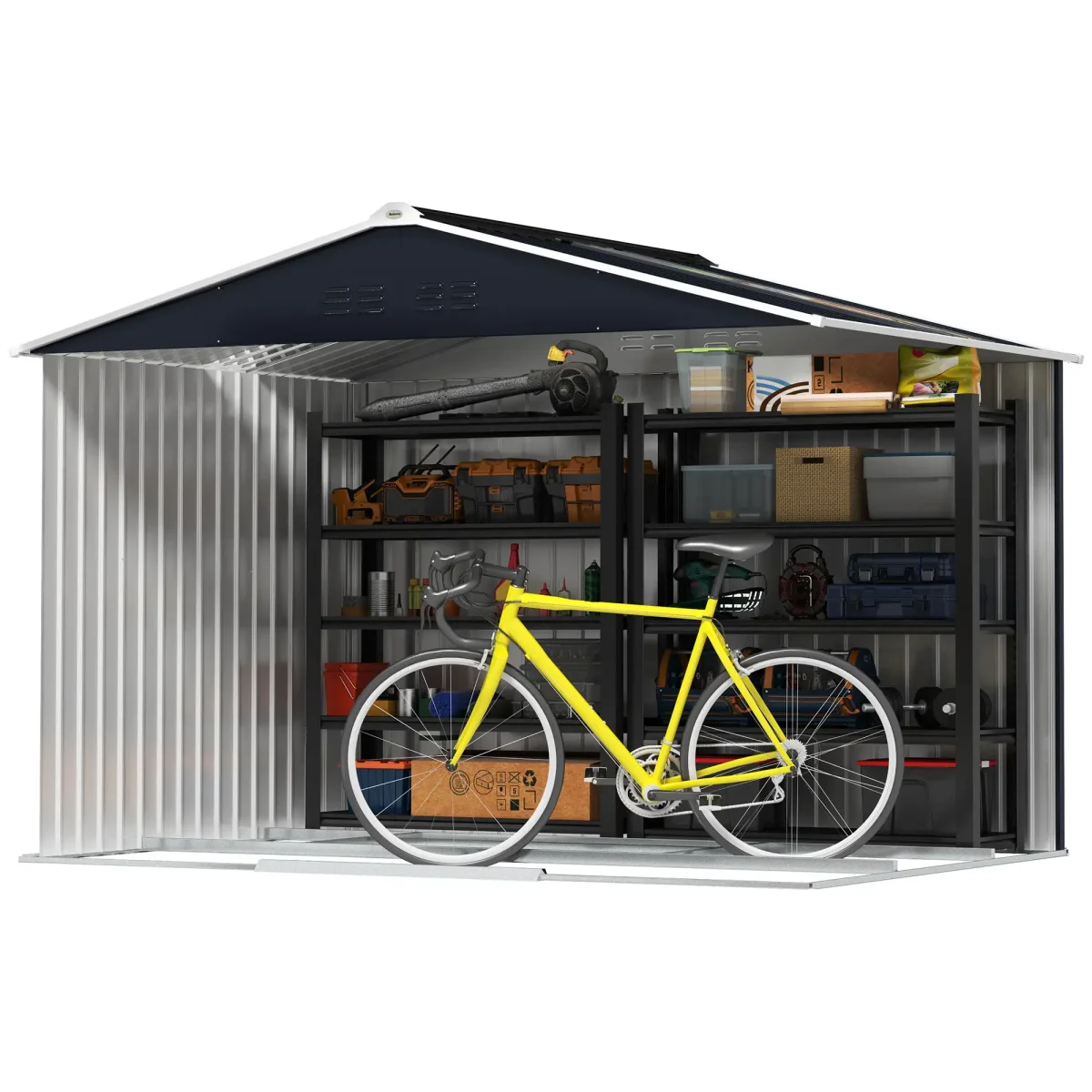 Nancy's Cabeça Opbergschuur - Tuinschuur - Gereedschapsschuur - Donkergrijs - ± 275 x 195 x 190 cm - Afbeelding 7