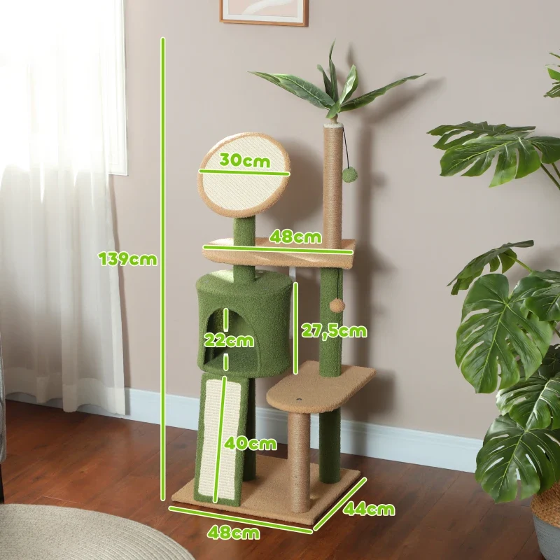 Nancy's Macinhata Krabpaal - Kattenboom - Kattenbed - Kattengrot - Groen / Bruin - ± 50 x 45 x 140 cm - Afbeelding 4
